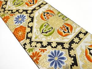 アンティーク　変わり亀甲に菊模様織り出し袋帯（着用可）